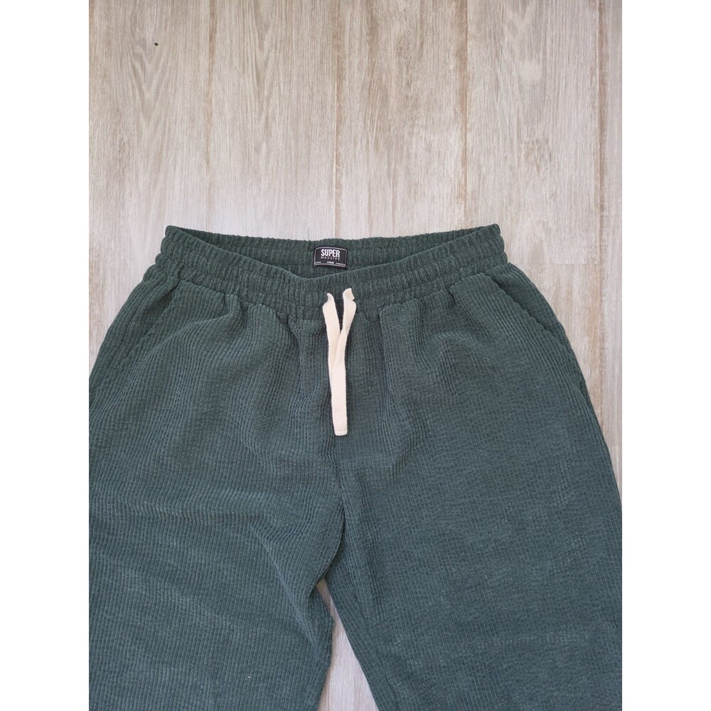 Super Massive Green Corduroy Lounge Pants Drawstring Wide Leg Womens Sz L EUC - Picture 2 of 9